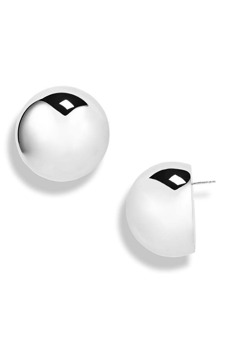 The Salon Circle Stud Earrings, Main, color, SILVER 980