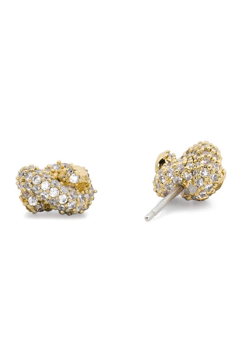 Pavé Knot Stud Earrings, Alternate, color, CLEAR/ GOLD.