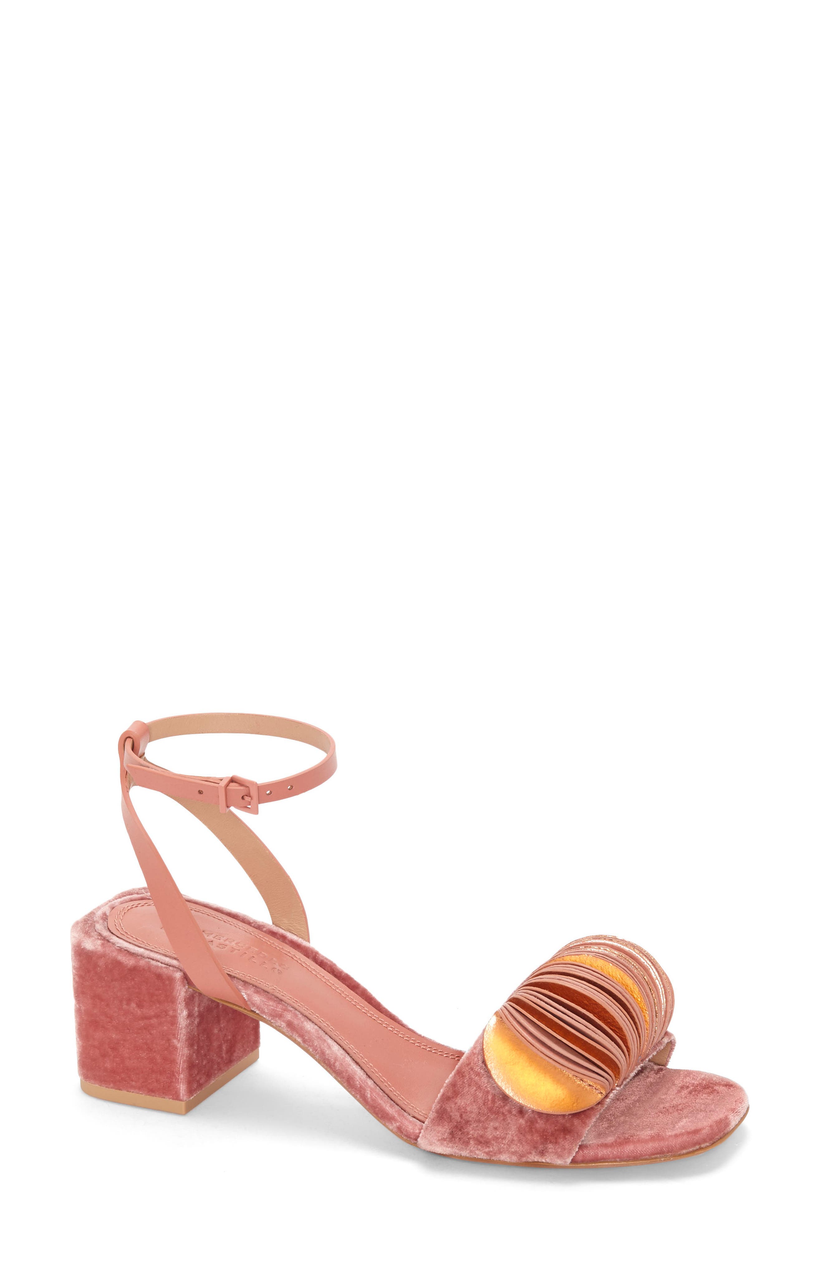 Riza Block Heel Sandal, Main, color, ROSE/ SALMON