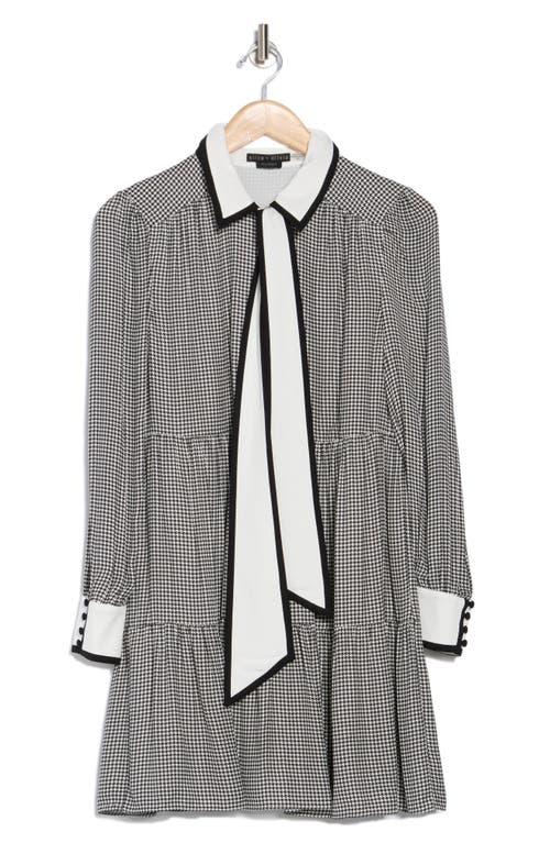 Alice And Olivia Carol Silk Dress In Mini Houndstooth