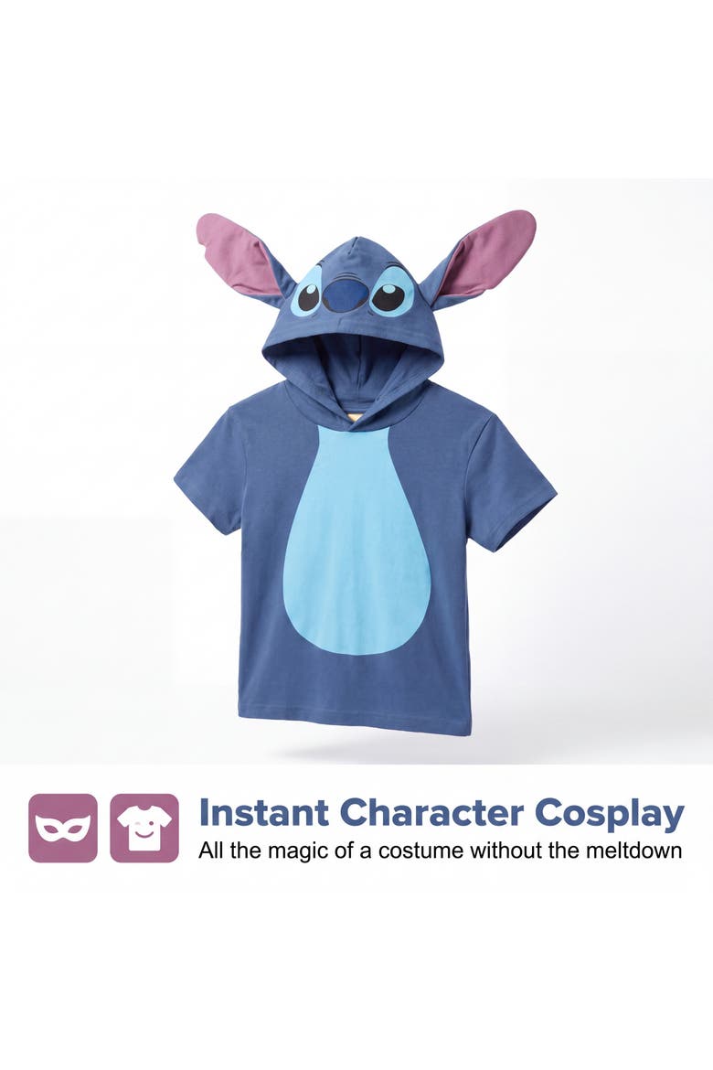 Lilo & Stitch Hooded T-Shirt, Alternate, color, Stitch Dark Blue