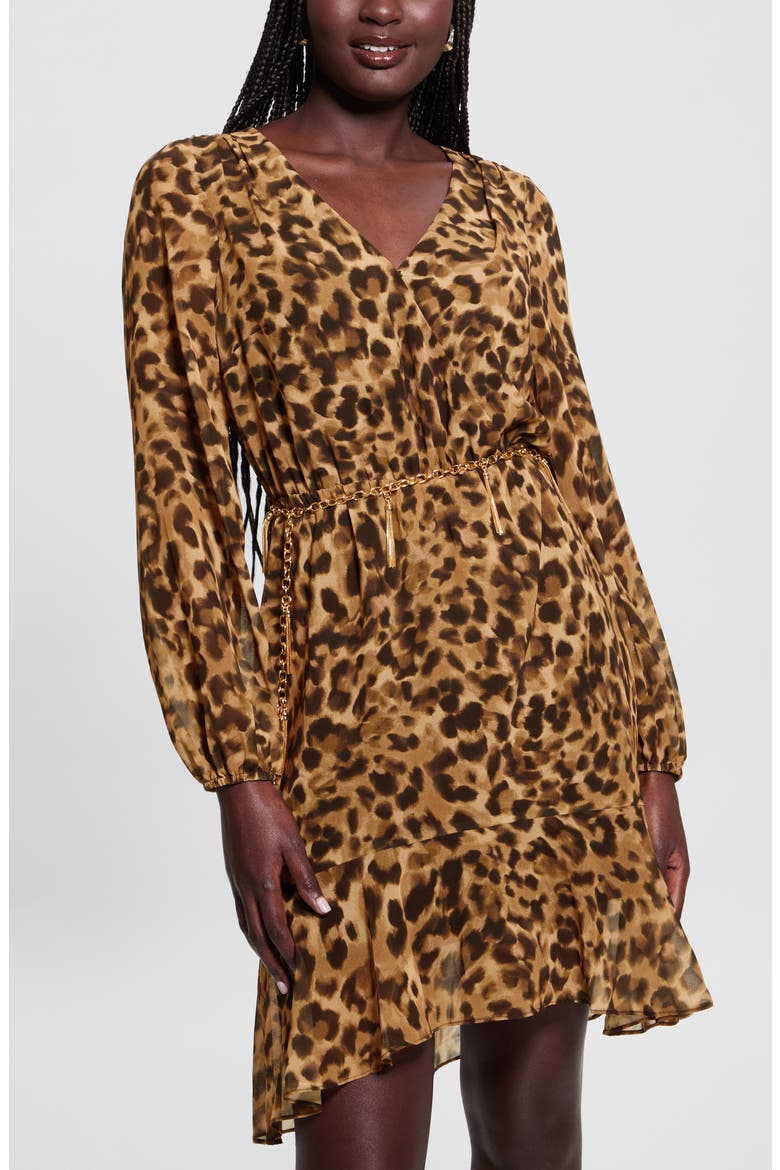 Kaleen Leopard Print Long Sleeve Minidress, Alternate, color, FAST AND FIERCE LEOPARD PRINT