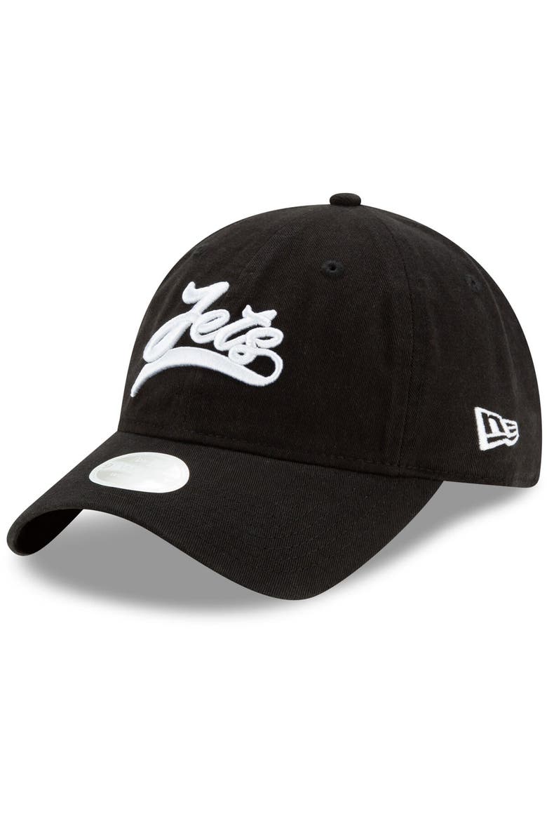 Women's New Era Black New York Jets Tail Sweep 9TWENTY Adjustable Hat, Main, color, Black