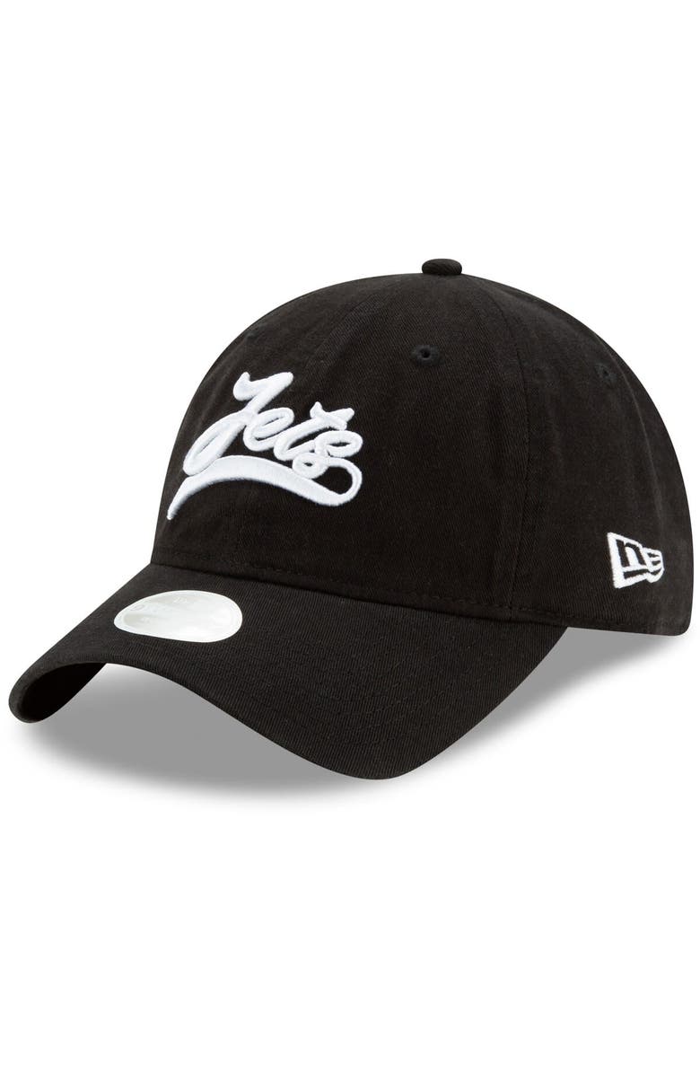 New Era Women's New Era Black New York Jets Tail Sweep 9TWENTY Adjustable Hat, Main, color, Black
