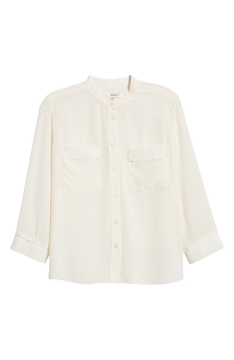 FRAME Scallop Trim Silk Button-Up Shirt, Alternate, color, 
