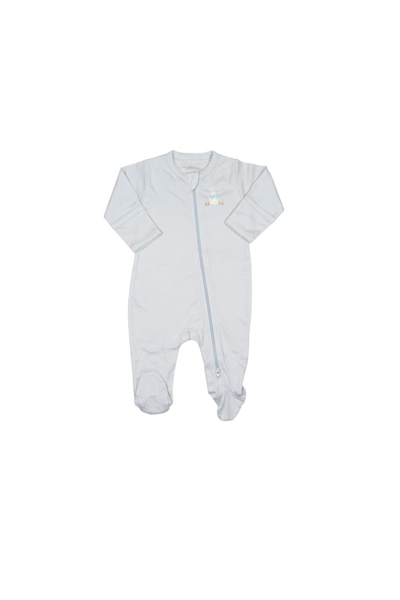 Pima Embroidered Footie, Main, color, Blue Bunny