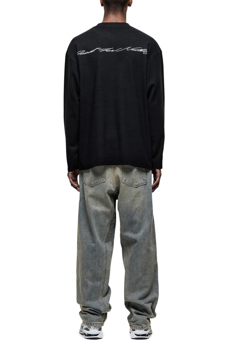 Good For Nothing Scribble Long-Sleeve Waffle T-Shirt, Alternate, color, Black