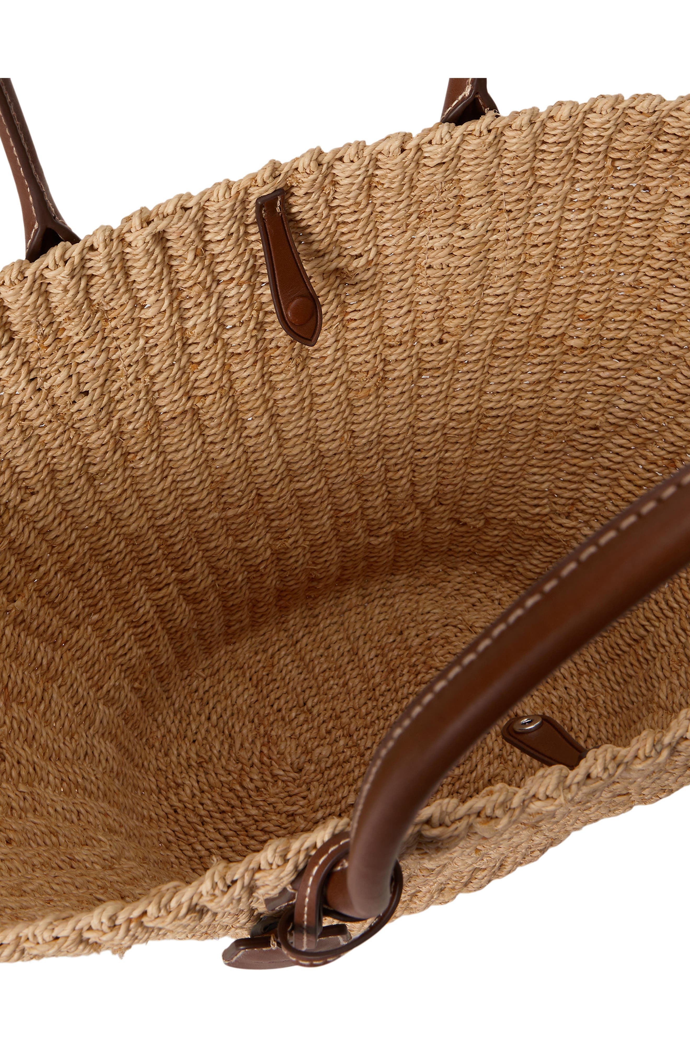 Polo Ralph Lauren Bellport Raffia Basket Tote, Alternate, color, Natural/ Cuoio