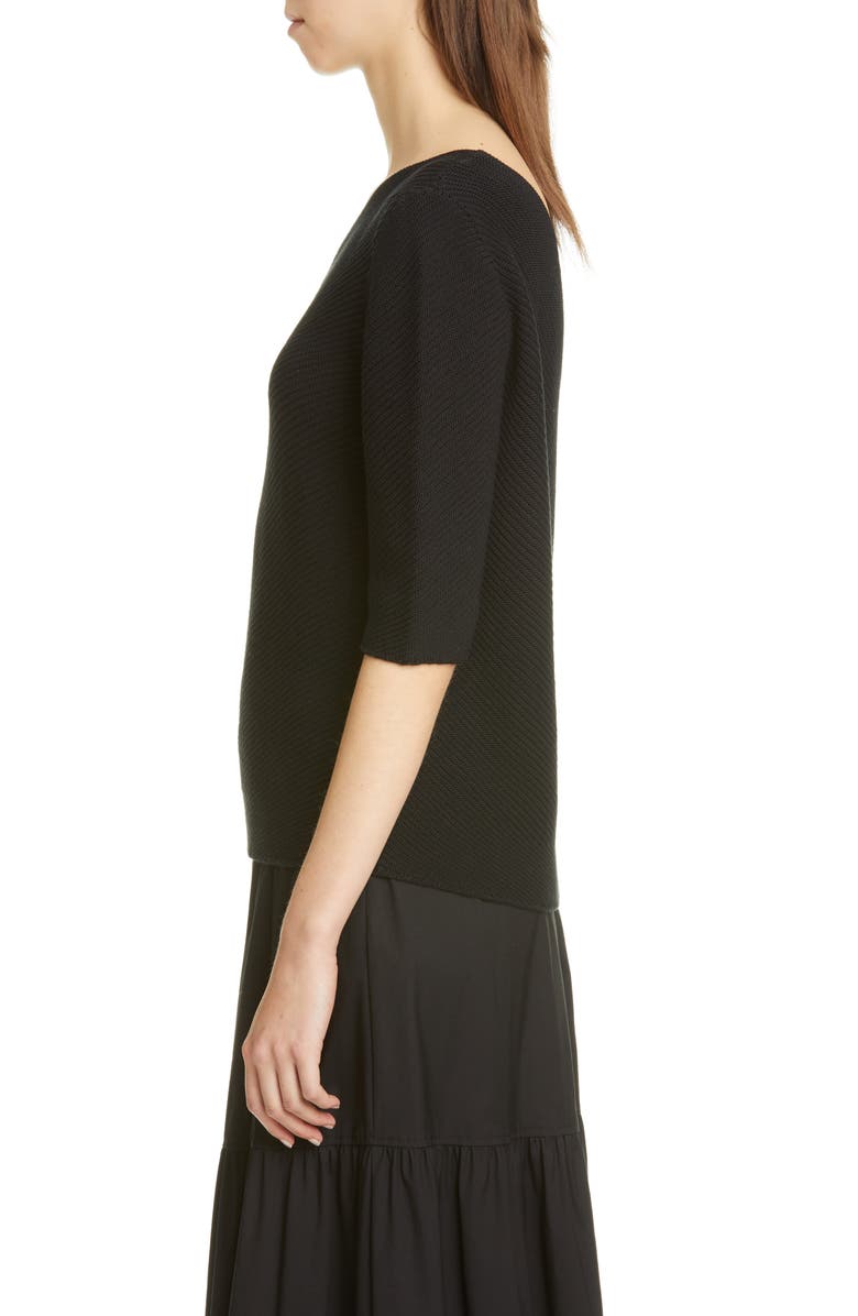 Lafayette 148 New York Ribbed Cotton & Silk One-Shoulder Sweater, Alternate, color, 