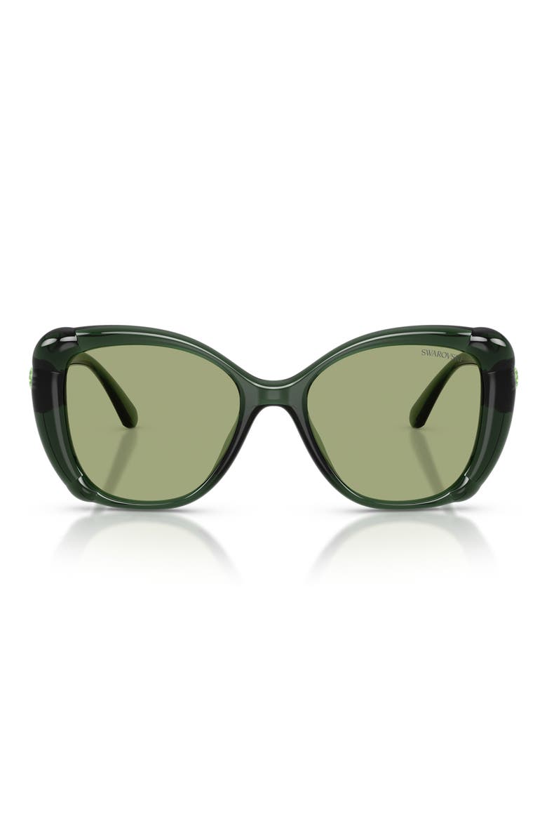 53mm Butterfly Sunglasses, Main, color, TRANSPARENT GREEN / GREEN