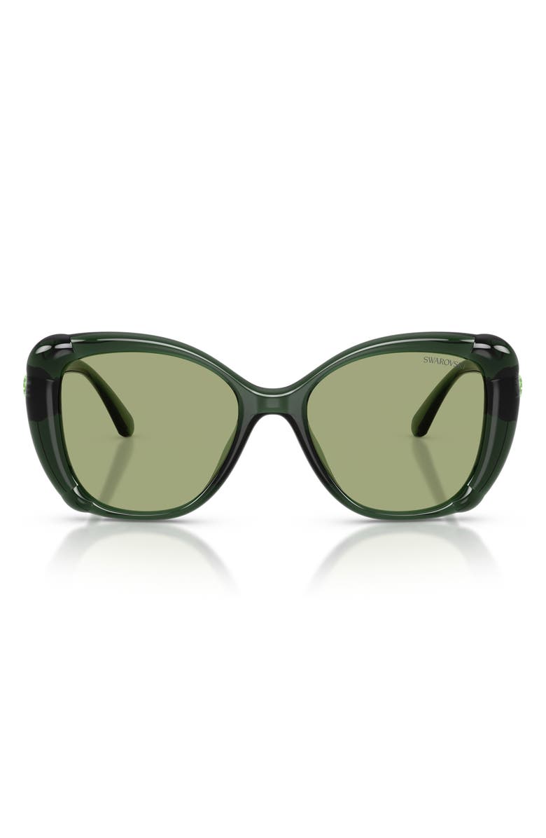 Swarovski 53mm Butterfly Sunglasses, Main, color, Transparent Green / Green