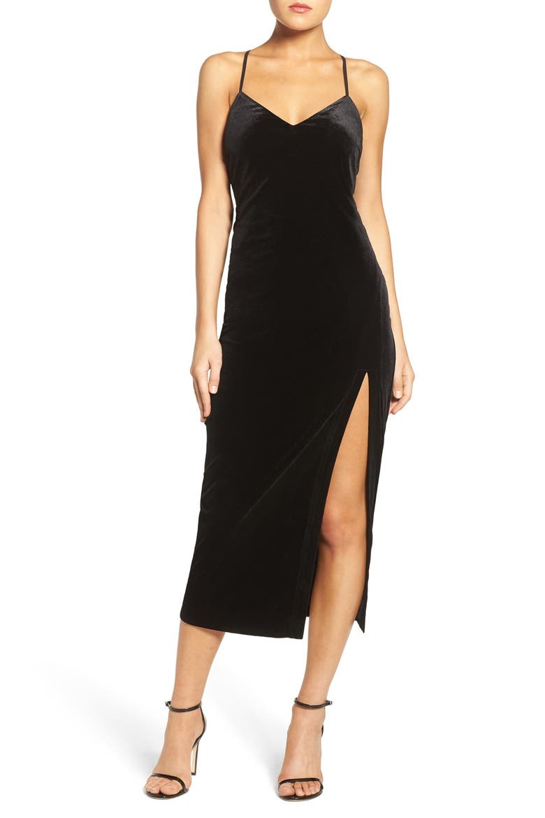 Raven Velvet Slipdress, Main, color, BLACK