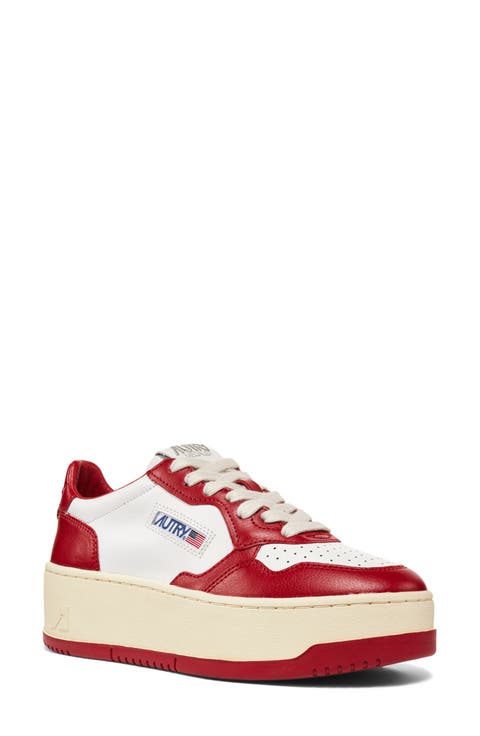 スニーカー AUTRY Men Sneakers WSLMUB15 RED Autry Medalist Niedrig Sneaker Mann Leder Weiß Red Casual