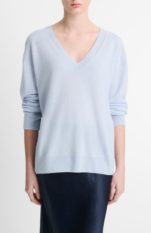 Vince Cashmere & Silk V Neck Sweater In Dark Sky Mist