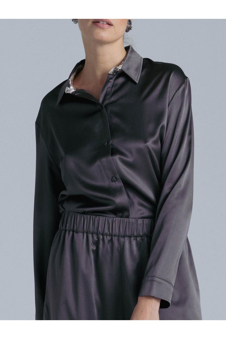 Silk Long Sleeve Shirt, Alternate, color, Magic Grey