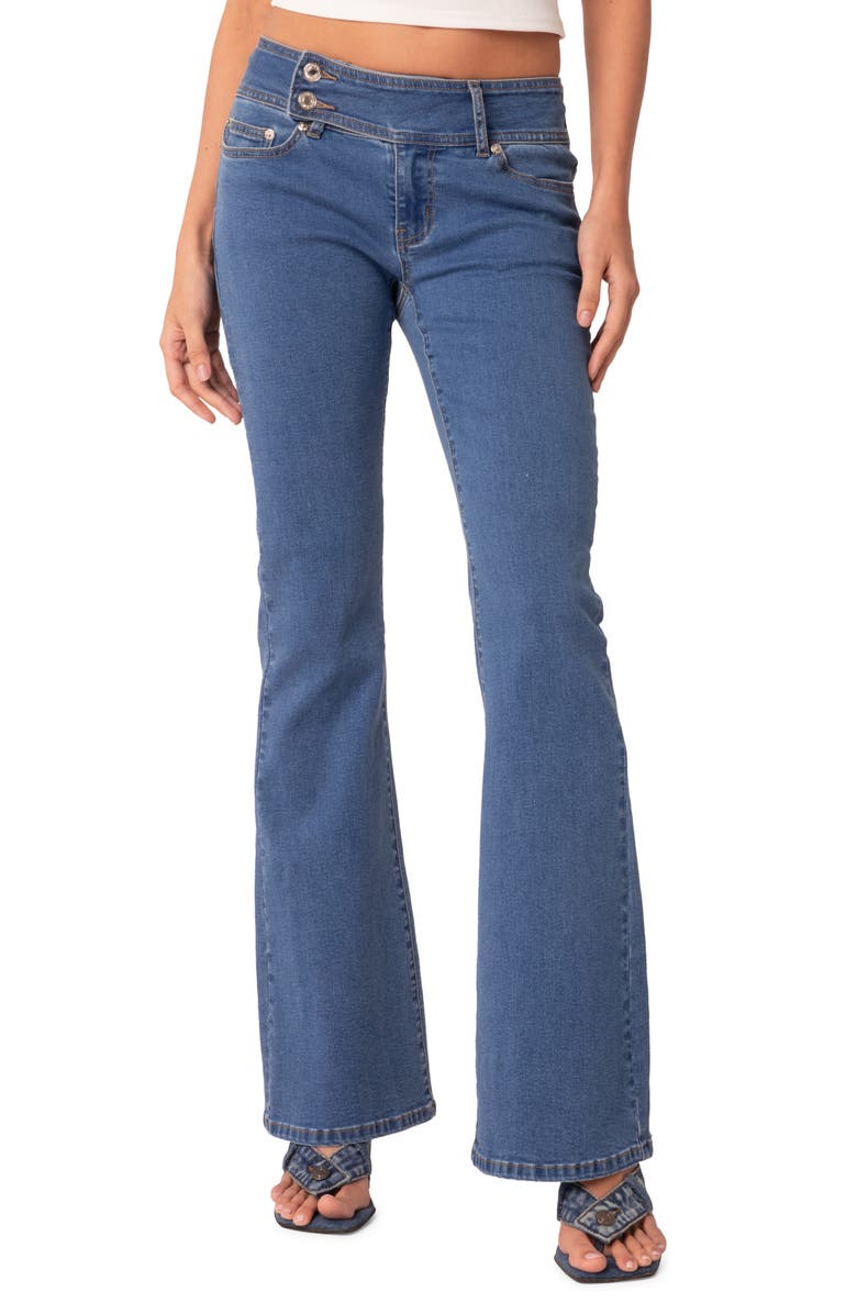 EDIKTED Doll Low Rise Flare Leg Jeans, Main, color,