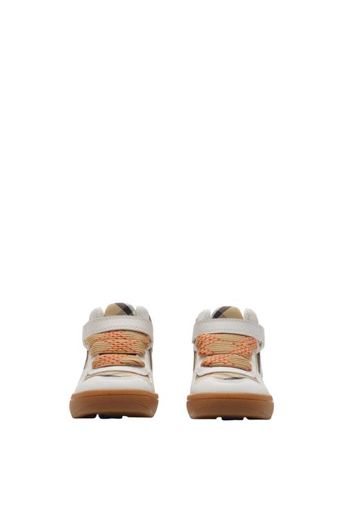 Burberry Check And Leather High-top Sneakers In White