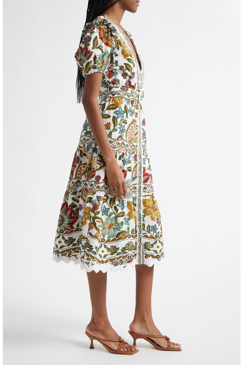 Botanicals Cotton Midi Dress, Alternate, color, OFF-WHITE