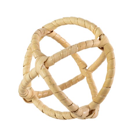 Wrapped Orb Decorative Ball Metal & Rattan