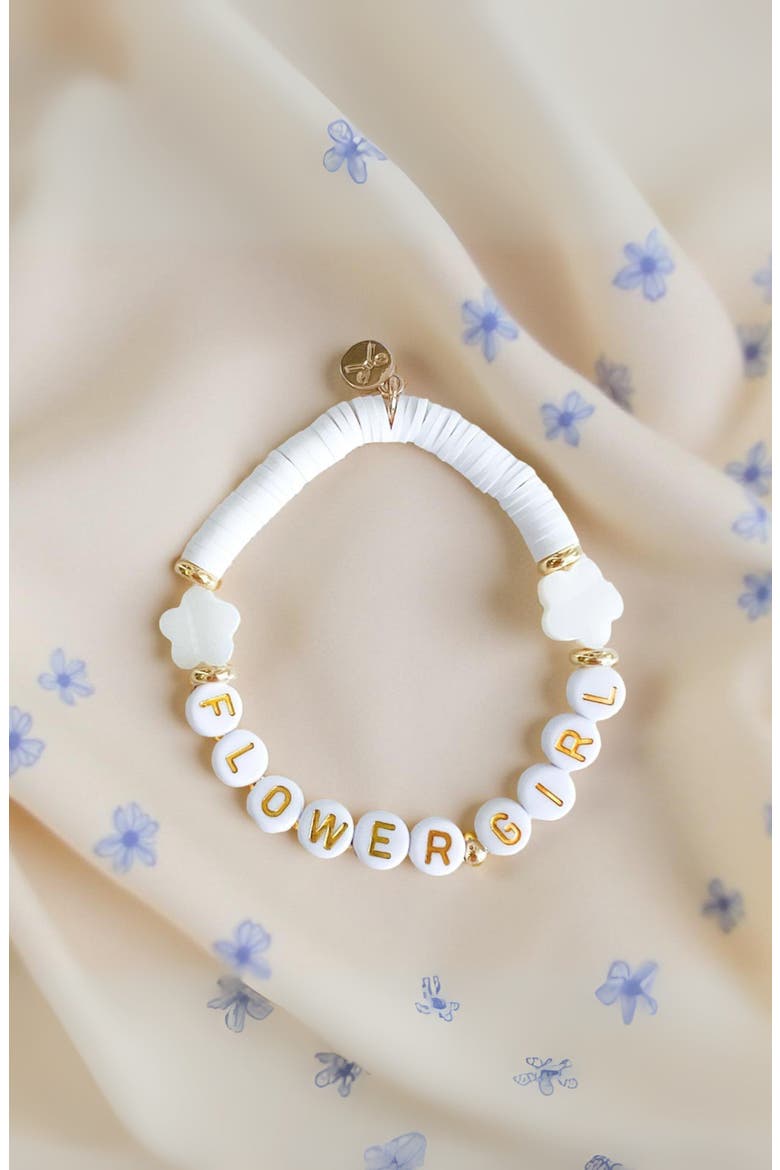 Flower Girl Beaded Bracelet, Alternate, color, White