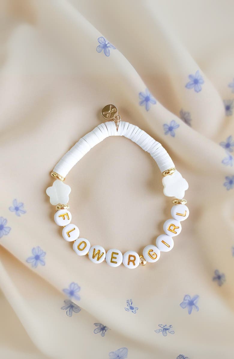Bits & Bows Flower Girl Beaded Bracelet, Alternate, color, White