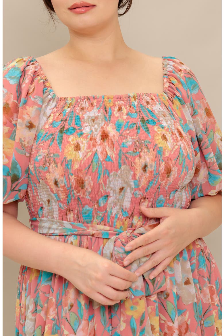 Square Neck Puff Sleeve Maxi Sundress, Alternate, color, ROSE