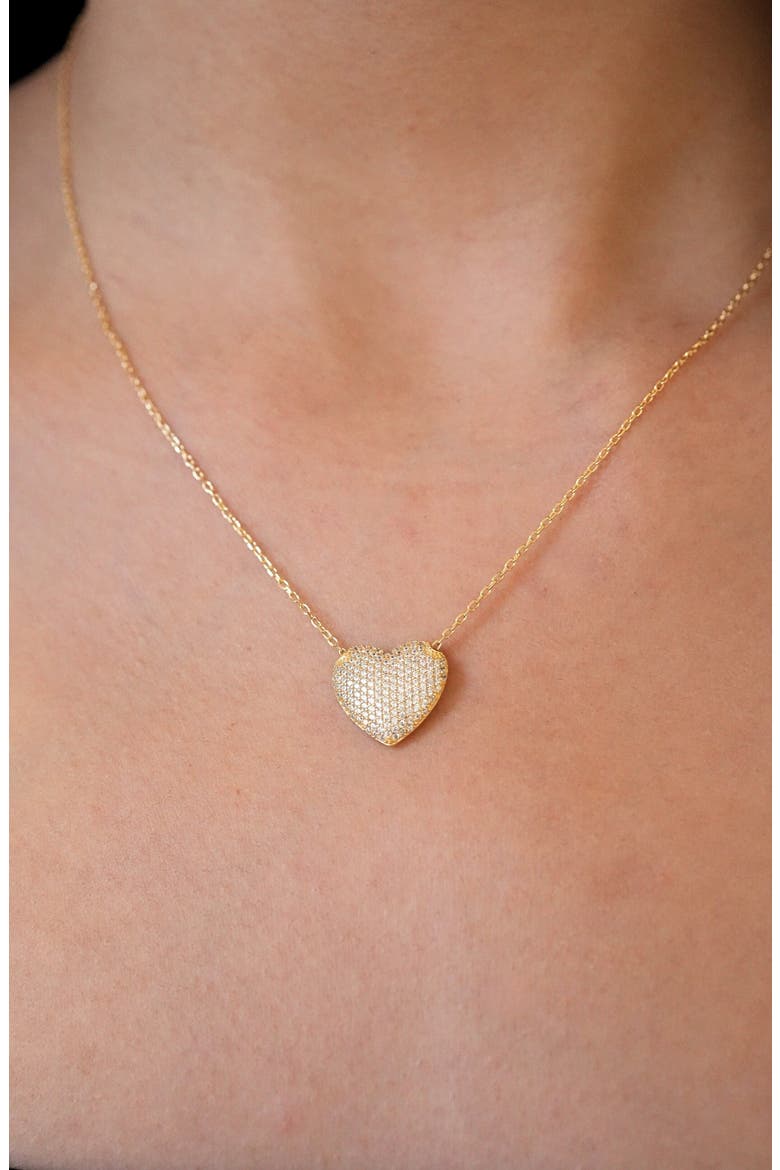 Pavé Heart Pendant Necklace, Alternate, color, GOLD