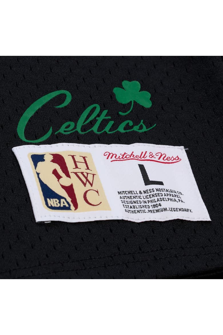Men's Mitchell & Ness Larry Bird Black Boston Celtics Mesh Name & Number Short Sleeve Hoodie, Alternate, color, Black