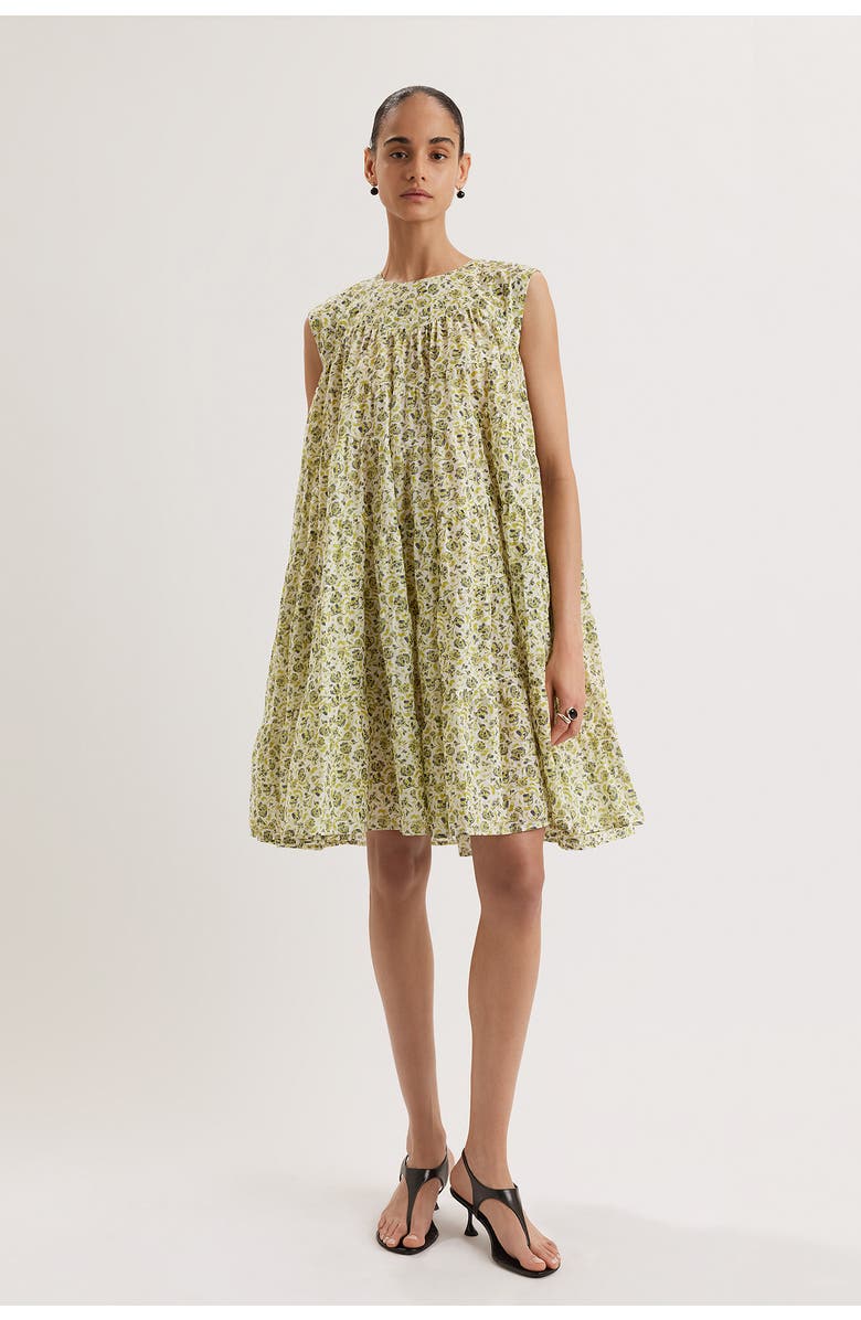 Merlette Lanai Print Dress, Main, color, Lime Floral Print