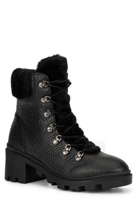 Regina Faux Fur Trimmed Snake Embossed Boot (Women)