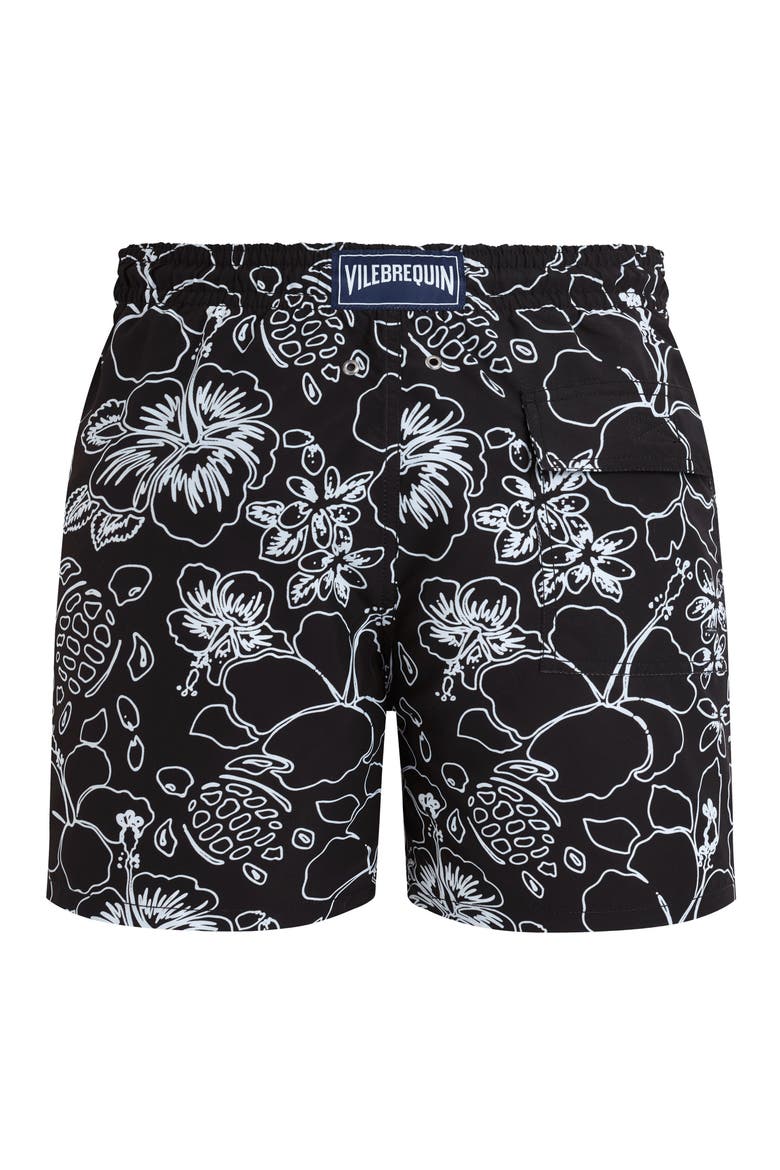 Men Swim Shorts Tropical Turtles Ink, Alternate, color, black
