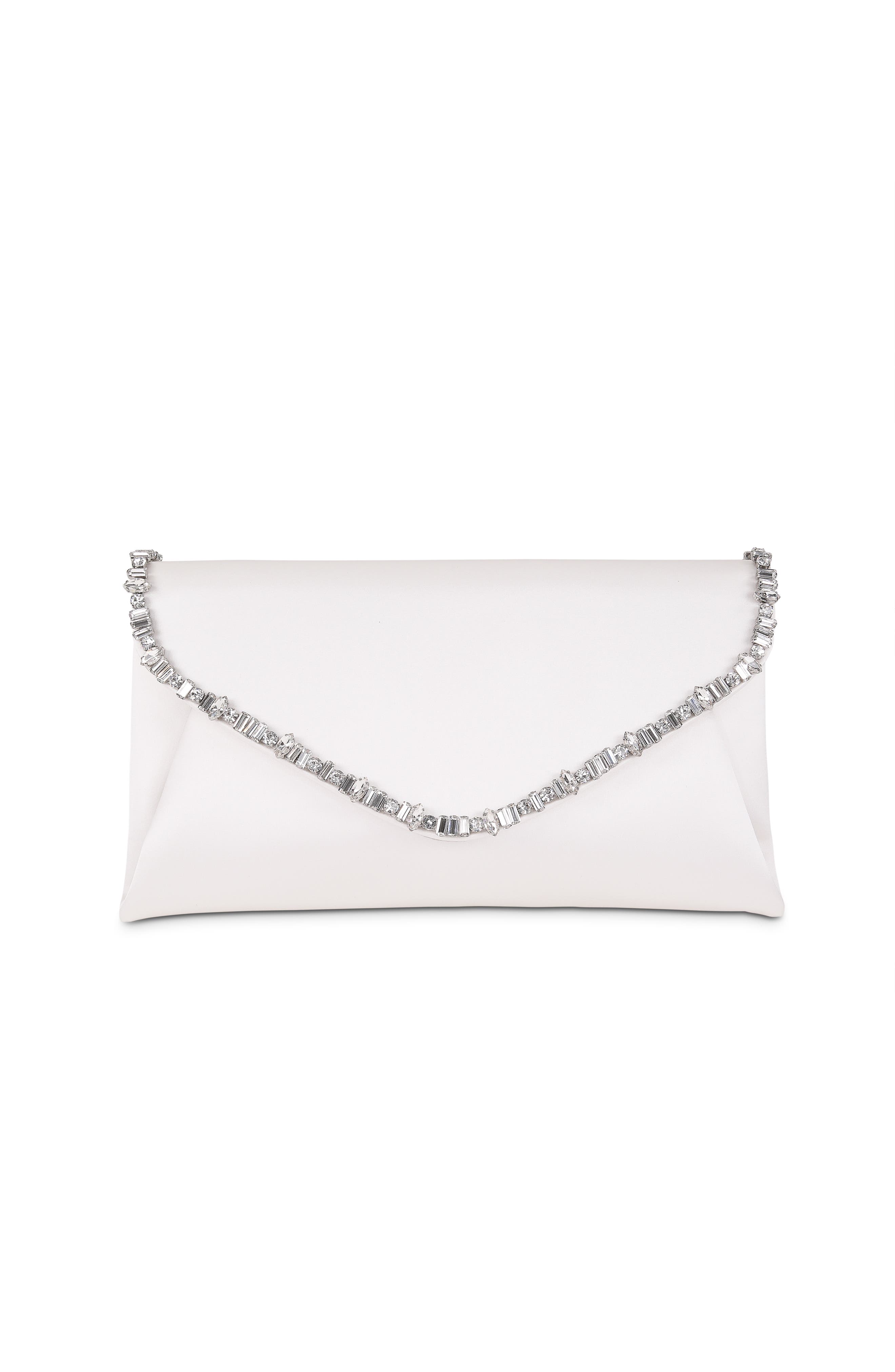 Jewel Badgley Mischka Mika Mix Crystal Neckline Envelope, Main, color, White