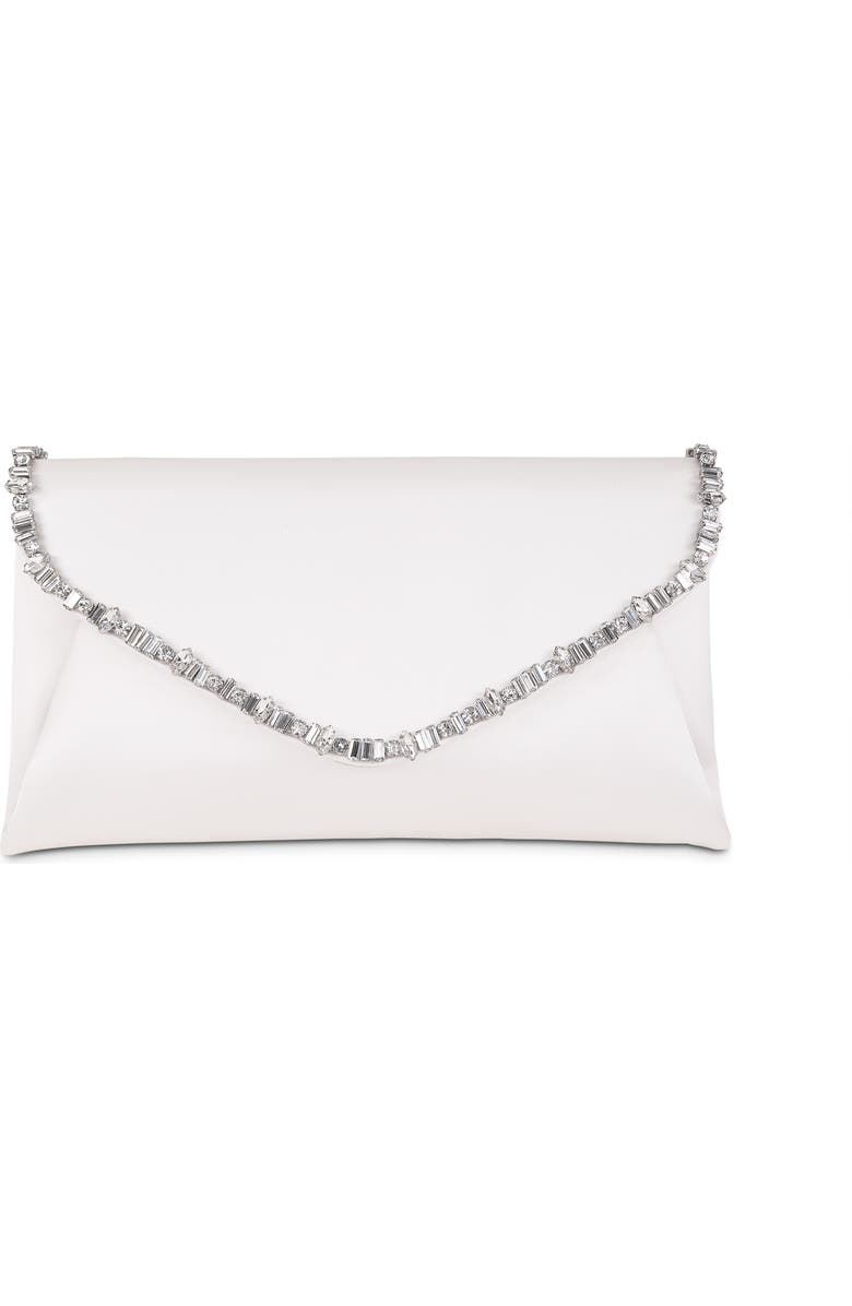 Jewel Badgley Mischka Mika Mix Crystal Neckline Envelope, Main, color, White