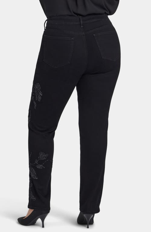 Nydj Marilyn High Waist Embroidered Straight Leg In Black
