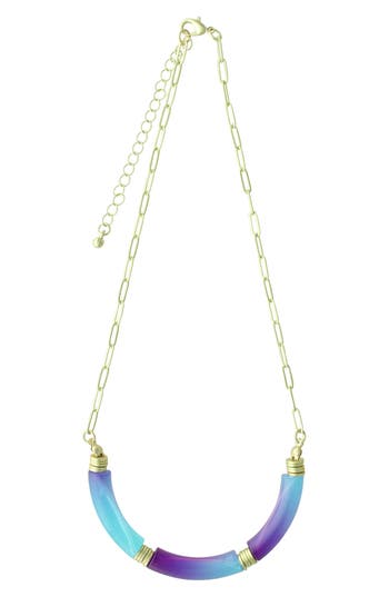 Olivia Welles Gold Plated Peyton Gradient Necklace In Worn Gold/blue