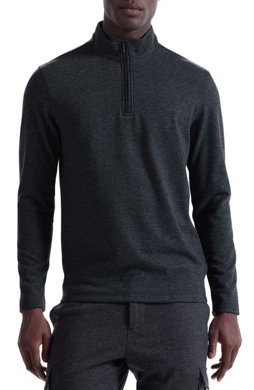 Bugatchi Houndstooth Patern Quarter Zip Top In Black