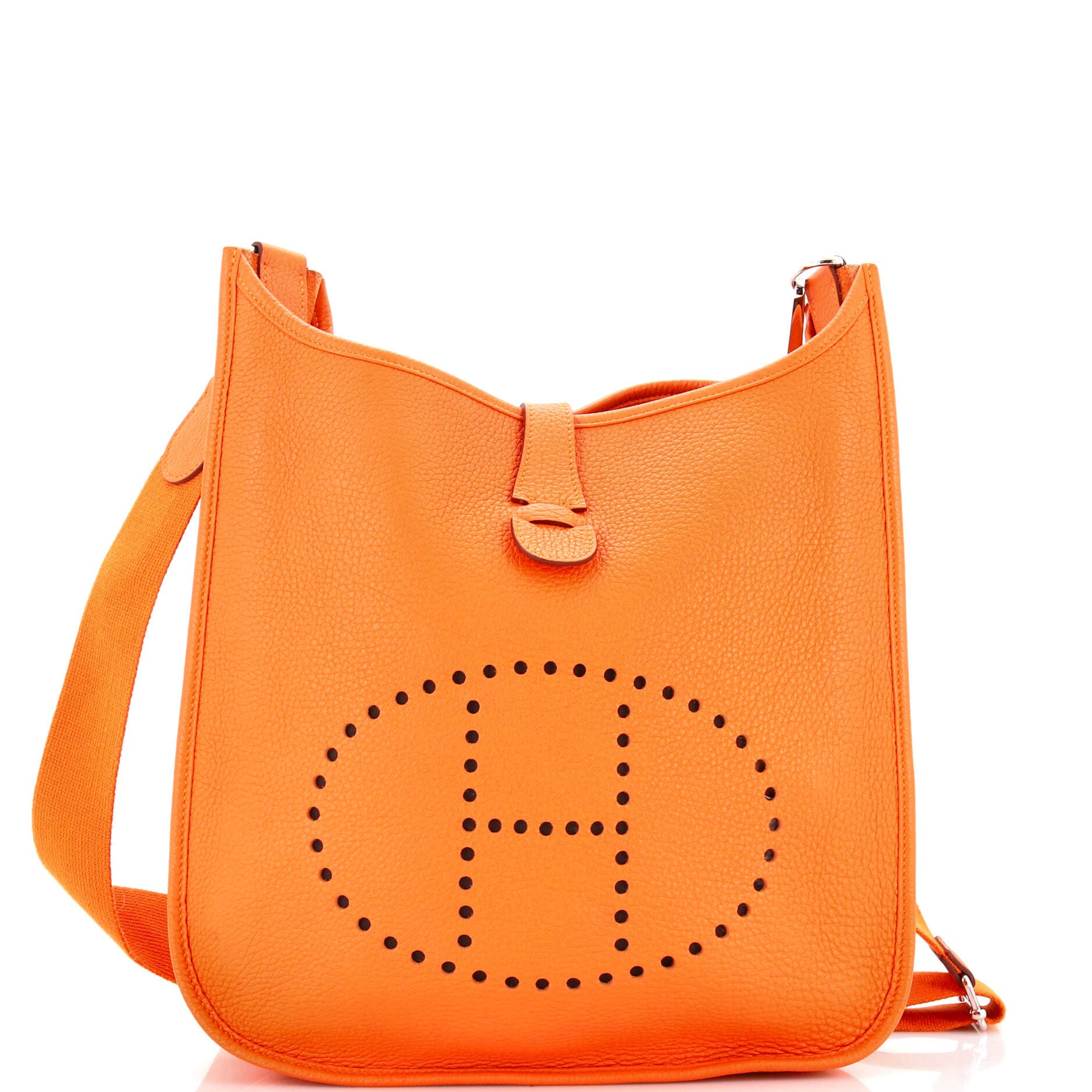Pre-Owned Hermes Evelyne Bag Gen III Clemence PM, Main, color, Orange H