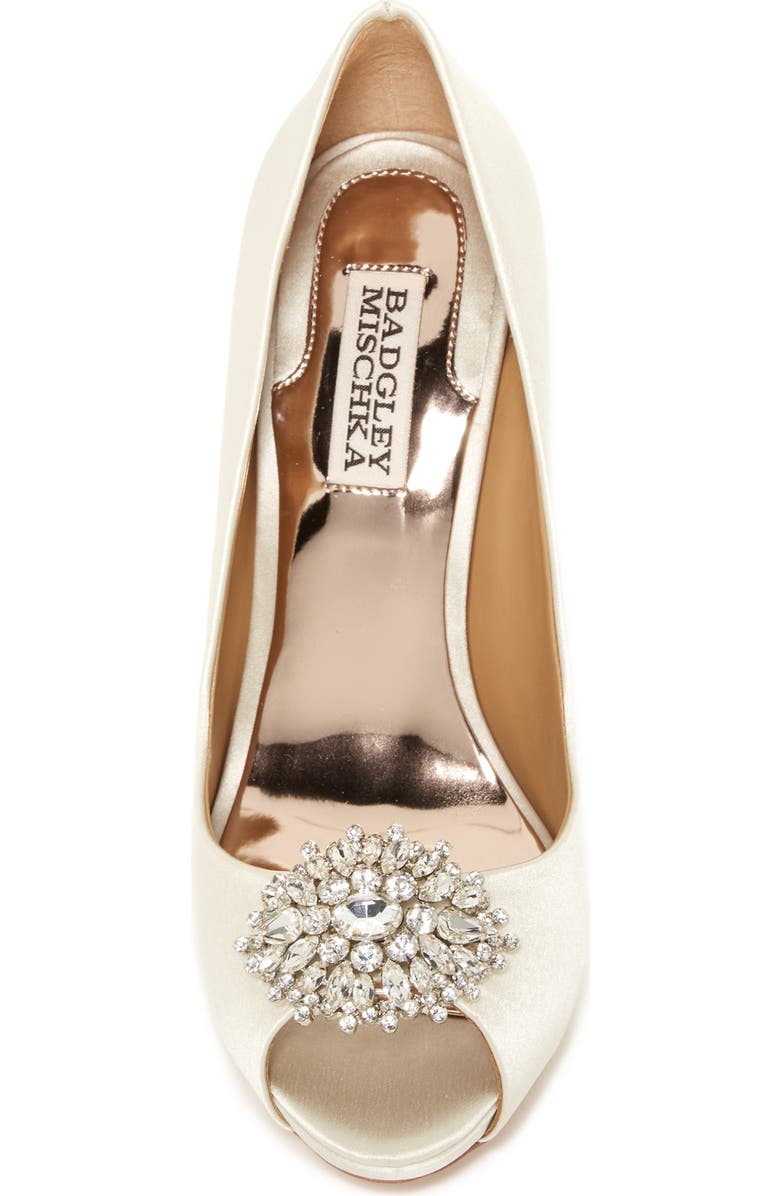 Badgley Mischka Collection Badgley Mischka 'Jeannie' Crystal Trim Open Toe Pump, Alternate, color,