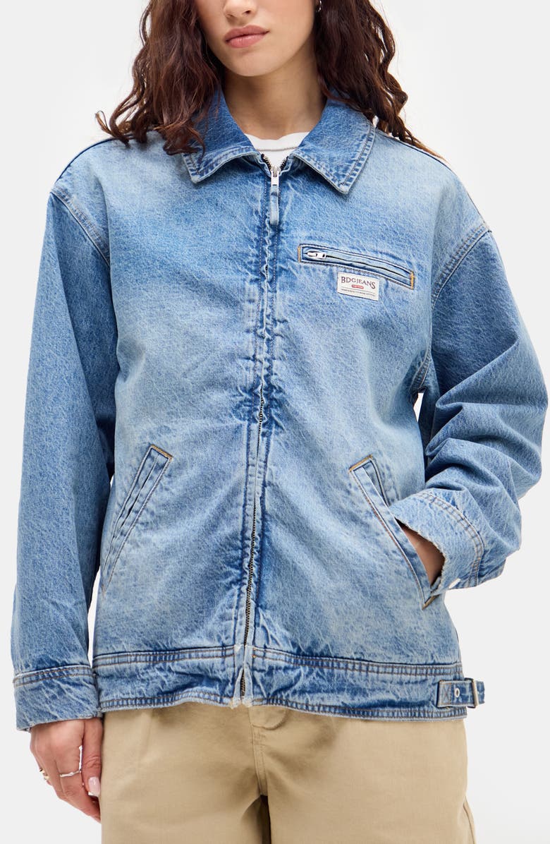 BDG Urban Outfitters Luca Zip-Up Denim Jacket, Main, color, Light Vintage