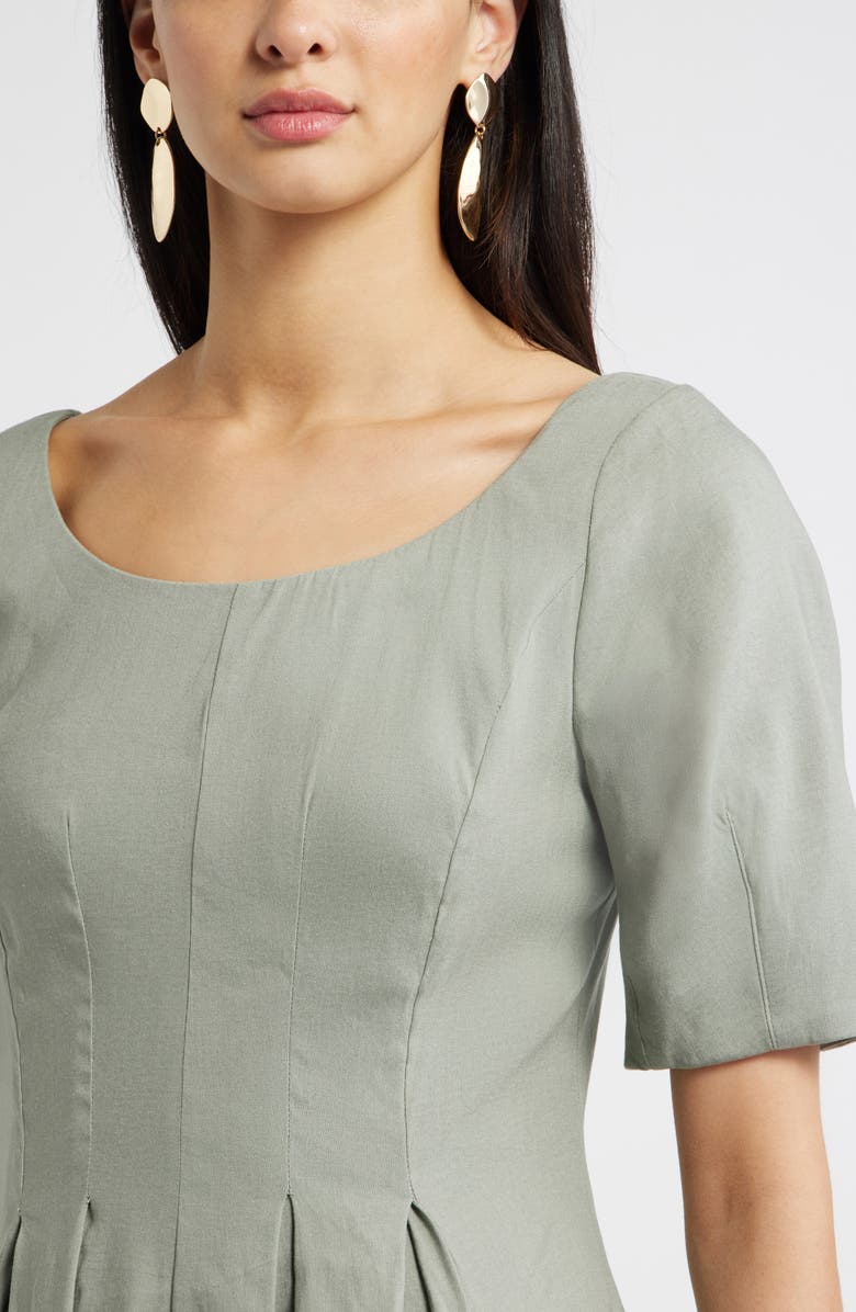 Nordstrom Scoop Neck Linen Blend Dress, Alternate, color, Green Chaparral