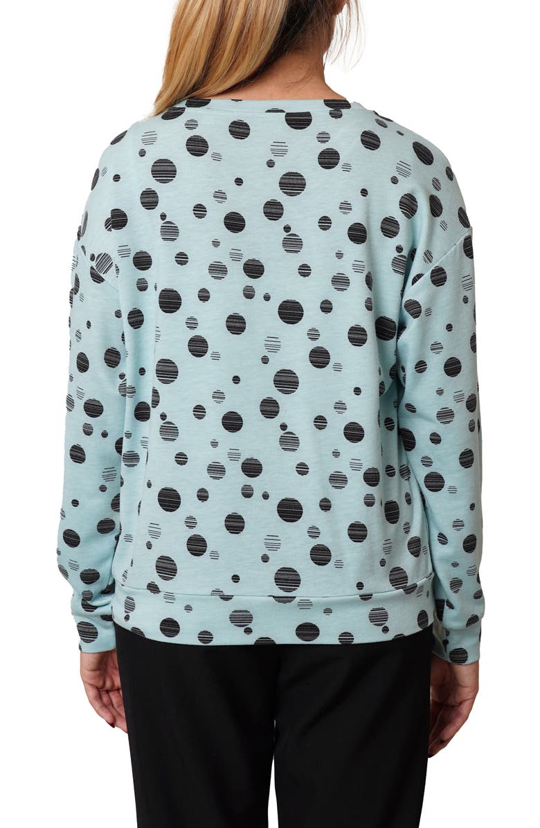 CYRUS Drop Shoulder Dot French Terry Sweater, Alternate, color, Pastel Blue/ Black