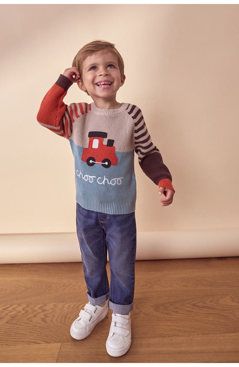 NEXT Kids' Train Appliqué Cotton Sweater, Alternate, color, 