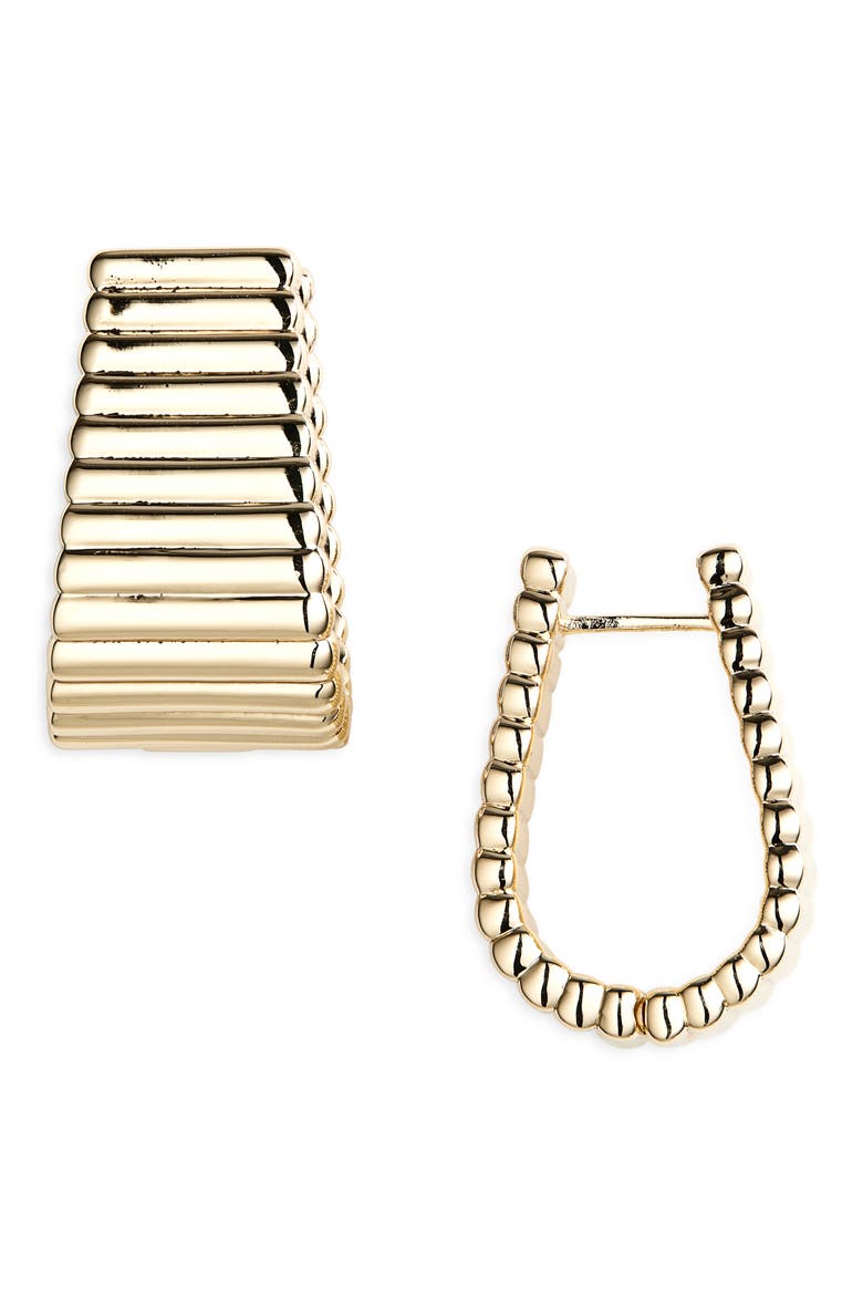 The Ribbed Hoop Earring, Main, color, GOLD