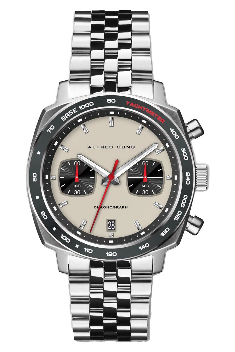 Chronograph Quartz Bracelet Watch, 44mm, Main, color, WHITE