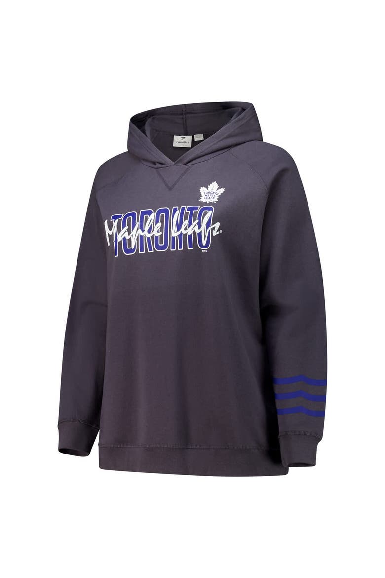 Women's Fanatics Charcoal Toronto Maple Leafs Plus Size Lightweight Fleece Raglan Pullover Hoodie, Alternate, color, Charcoal