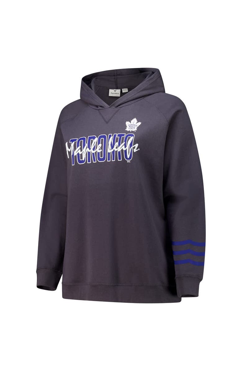 FANATICS Women's Fanatics Charcoal Toronto Maple Leafs Plus Size Lightweight Fleece Raglan Pullover Hoodie, Alternate, color, Charcoal