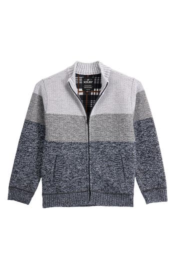 X-ray Xray Kids' Colorblock Full Zip Sweater In Gray
