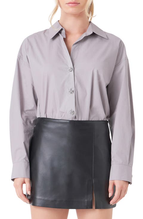 Embellished Oversize Cotton Shirt
