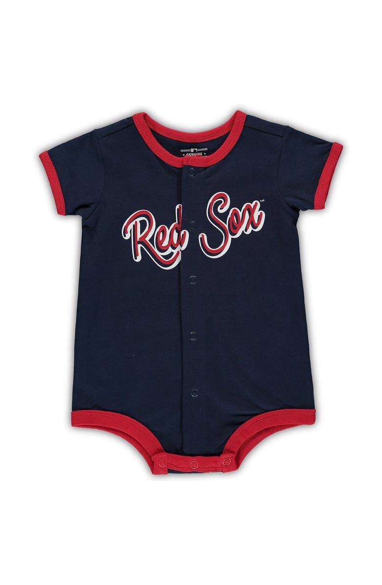 Outerstuff Newborn & Infant Navy Boston Red Sox Stripe Power Hitter Romper, Main, color, Navy