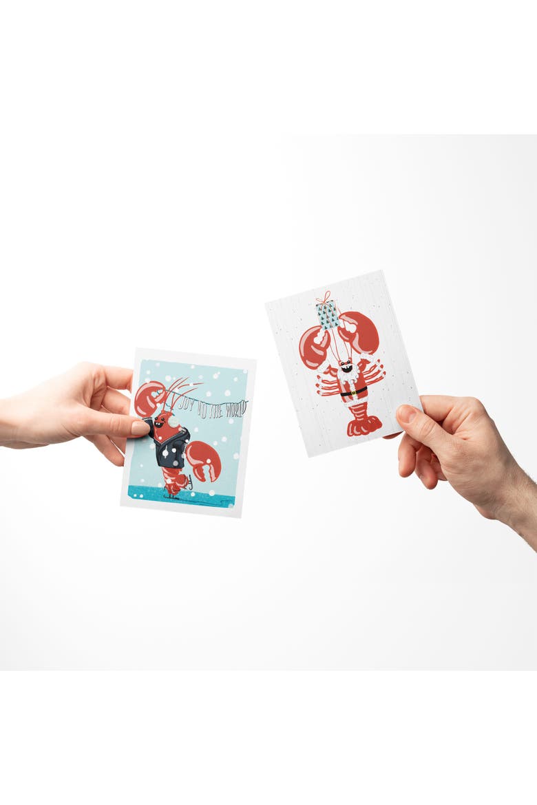 Joy to The World, Lobster Santa, Santa Fisherman Winter/Holiday/Christmas Greeting Card Pack Sets, Alternate, color, Multi-Pack